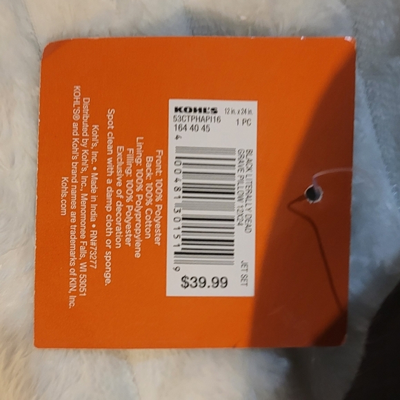 Celebrate Together Black and White 'Literally Dead' Tombstone Plush Pillow-Large - Picture 6 of 7